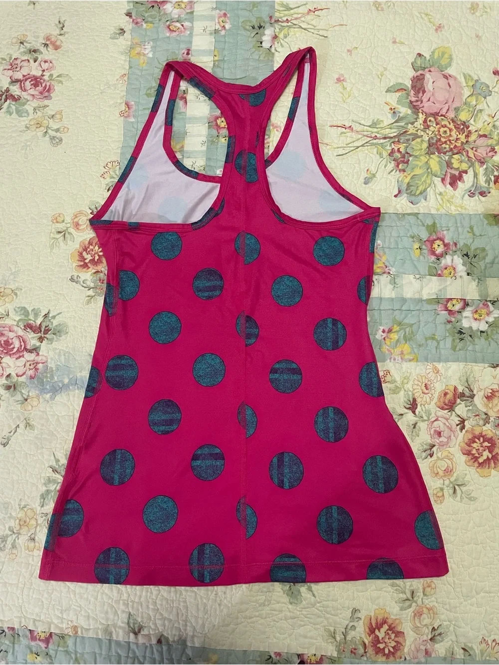 Nike Magenta Racerback Tank Top with Teal Polka Dots